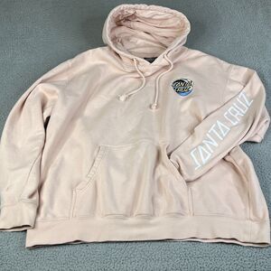 Santa Cruz Hoodie Men XL Pink Pullover Fleece Lined Streetwear Skater Streetwear